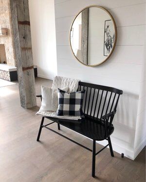 Check out this look from LIKEtoKNOW.it http://liketk.it/2xa1G Download the LIKEtoKNOW.it app to Shop Your Screenshots™ Black Entryway Bench, Foyer Bench, Foyer Ideas Entryway, Farmhouse Table With Bench, Farmhouse Entry, Black Bench, Foyer Decorating, Bench Decor, Farmhouse Interior