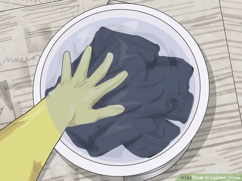 3 Ways to Lighten Jeans - wikiHow How To Lighten Jeans Diy, How To Lighten Jeans, Lighten Jeans, How To Fade, Bleach Pen, Weird Look, Dark Denim Jacket, Light Jeans, Acid Wash Jeans