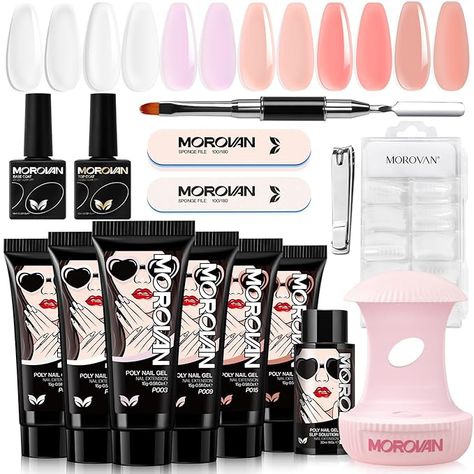 Morovan Poly Gel, Poly Gel Nail Kit, Poly Nail Gel, Nail Kits, Diy Salon, Nails Sparkle, Poly Gel, Gel Nail Kit, Led Nail Lamp