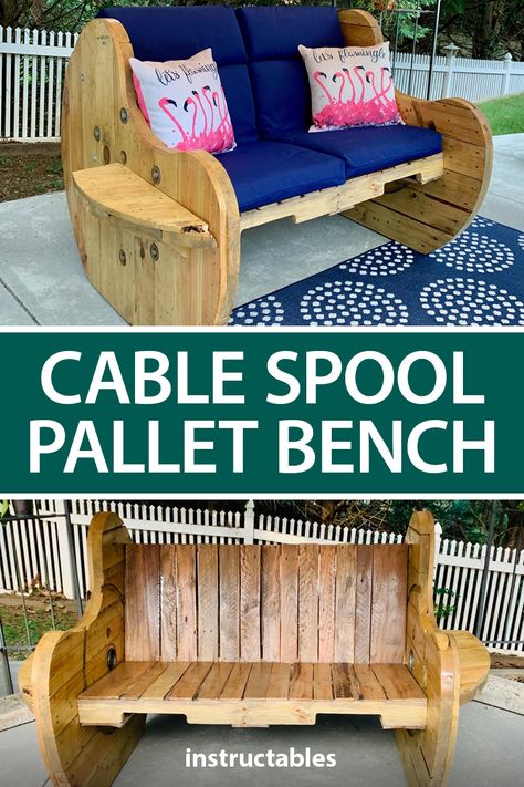 Pallet Bench Diy, Backyard Bench, Wooden Spool Projects, Workshop Furniture, Spool Ideas, Japanese Woodworking Projects, Woodworking Project Ideas, Business Step By Step, Spool Table