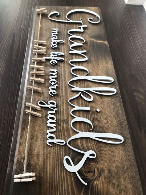 Monogram Door Sign, Gift For Great Grandma, Grandkids Pictures, Grandchildren Sign, Grandkids Sign, Wreath Alternative, Homemade Signs, Great Grandma Gifts, Family Wall Decor