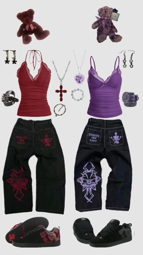 Duo girl fit🗣️ #duo #y2k #baggypants #bear #pin #matching #girlsfit #outfit #girlfit Bff Matching Outfits, Baggy Outfit Ideas, Bff Matching, Clueless Outfits, Cute Lazy Day Outfits, 2000s Fashion Outfits, Swaggy Outfits, Simple Trendy Outfits, Cute Everyday Outfits