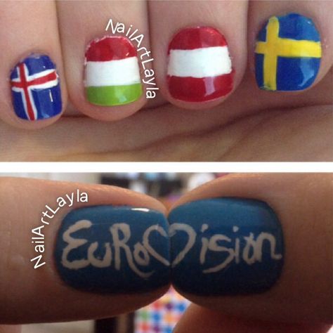 Eurovision nails Eurovision 2023 Aesthetic, Eurovision Nails, Eurovision Party Ideas, Nf Artist, Eurovision Party, Eurovision 2023, Nail Techniques, Nail Art Designs Summer, Birthday Kids