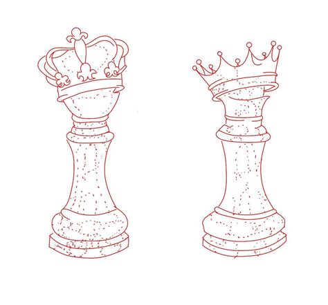 Chess Tattoo Stencil, King And Queen Chess Piece Tattoo Design, King And Queen Chess Pieces Drawing, Chess Pieces Tattoo Design, King Chess Piece Tattoo Design, Trophy Tattoo Design, King And Queen Chess Piece Tattoo, Chess Piece Tattoo Design, Checkmate Tattoo