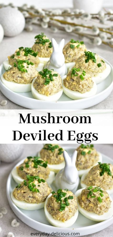 Mushroom Deviled Eggs, Eggs And Mushrooms Recipes, Deviled Eggs Recipe No Mustard, Easter Main Dishes, Deviled Eggs With Dry Mustard, Eggs With Mushrooms, Easter Deviled Eggs, Deviled Eggs Easy, Polish Christmas