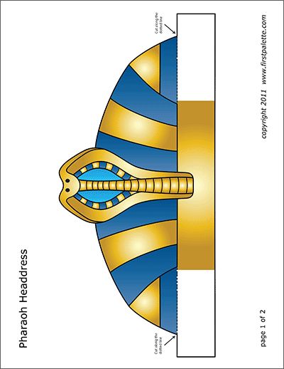 Printable Crowns & Hats | Free Printable Templates & Coloring Pages | FirstPalette.com Pharaoh Headdress, Egyptian Themed Party, Ancient Egypt Crafts, Ancient Egypt For Kids, Egyptian Mask, Egyptian Crafts, Egypt Crafts, Egyptian Party, Pharaoh Costume