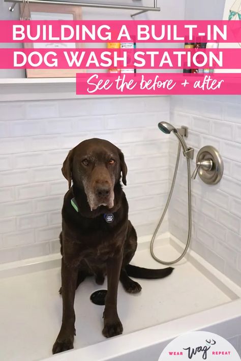 Built In Home Dog Wash Renovation Reveal | Wear Wag Repeat Home Dog Wash, Dog Shampoo For Itchy Skin, Dog Bathing Station, Diy Dog Wash, Dog Tub, Dog Wash Station, Pet Washing Station, Dog Feeding Station, Dog Bathing