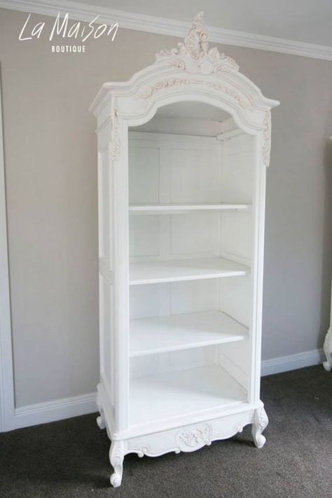 Victorian Bookshelf, Bookshelves Aesthetic, Antique Bookshelf, Bookshelf Aesthetic, Open Bookshelf, Bookshelf Cabinet, Bookshelves In Bedroom, White Bookshelves, Vintage Bookshelf