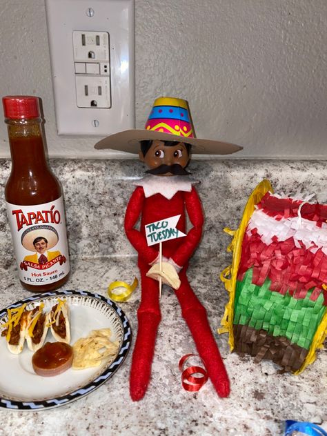 Taco Elf On The Shelf, Mexican Elf On The Shelf, Elf On The Shelf Taco Tuesday, Taco Tuesday Elf On The Shelf, Elf 2024, Awesome Elf On The Shelf Ideas, Elf Activities, Elf Ideas, Elf On The Shelf Ideas