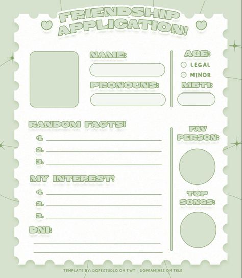 Fill Out Sheet, Oc Fill Out Sheet, Template Tiket, Friend Application, Slam Book, Twitter Template, About Me Template, Character Sheet Template, Seni Pastel