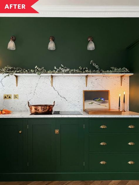 deVOL kitchen after shot depicting a small space green kitchen in a London townhouse Devol Kitchens, Shaker Furniture, Stone Backsplash, Shaker Kitchen, Bespoke Kitchens, Kitchen Cabinetry, Green Kitchen, Kitchen Projects, Kitchen Makeover