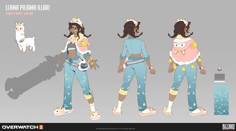 ArtStation - Overwatch2: Llama Pajama Illari Concept Overwatch Skin Concepts, Llama Pajamas, Character Turnaround, Fandom Drawing, Art Area, Overwatch 2, Anime Base, Costume Themes, Concept Art Character