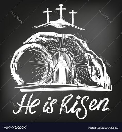 Easter Empty Tomb, Jesus Christ Risen, The Empty Tomb, Jesus Tomb, Easter Drawings, Empty Tomb, Jesus Is Risen, Jesus Drawings, The Crucifixion