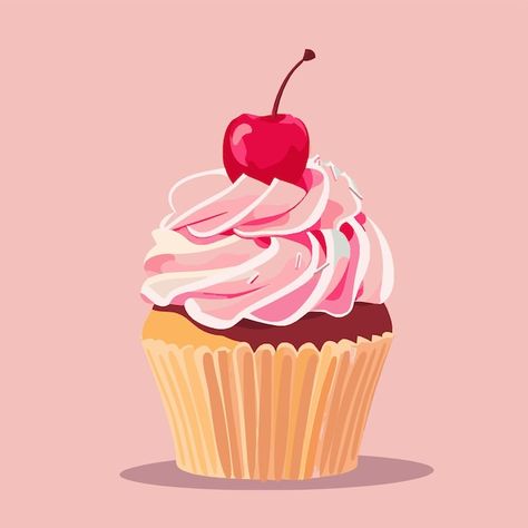 Premium Vector | Vector cute sweet cupcake vector flat illustration Cupcakes Illustration, Cupcake Cartoon, Cartoon Cupcakes, Cupcake Illustration, Cupcake Vector, Sweet Cupcake, Your Name Anime, Sweet Cupcakes, Candle Packaging