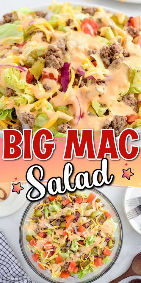 Big Mac Salad - Cheeseburger Salad (Low Carb) - Princess Pinky Girl Big Mac Salad Recipe, Salad Low Carb, Mac Salad Recipe, Cheeseburger Salad, Big Mac Salad, Princess Pinky Girl, Mac Salad, Pinky Girl, Cold Salad