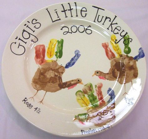 Thanksgiving Grandparents Craft, Grandparent Thanksgiving Craft, Turkey Handprints, Handprint Plate, Thanksgiving Keepsake, Handprint Ideas, Thanksgiving Handprint, Handprint Turkey, Turkey Plates