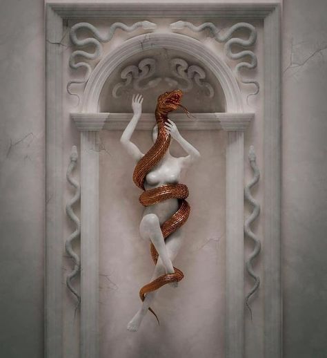 Snake Art, Art Wallpaper Iphone, Adam And Eve, A Snake, Artsy Fartsy, Dark Art, Cover Art, Art Wallpaper, Sculpture Art