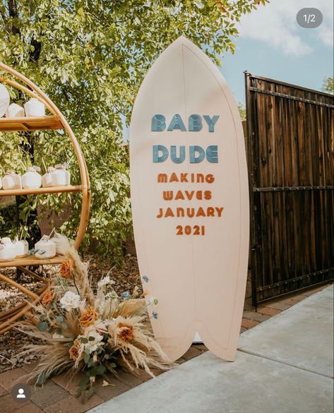 Surfing Gender Reveal, Beachy Boho Gender Reveal, Surf Gender Reveal, Coastal Theme Baby Shower Ideas, Coastal Gender Reveal, Surfer Theme Baby Shower Ideas, Beach Theme Baby Shower Boy, Beach Theme Gender Reveal, Surfing Baby Shower Ideas