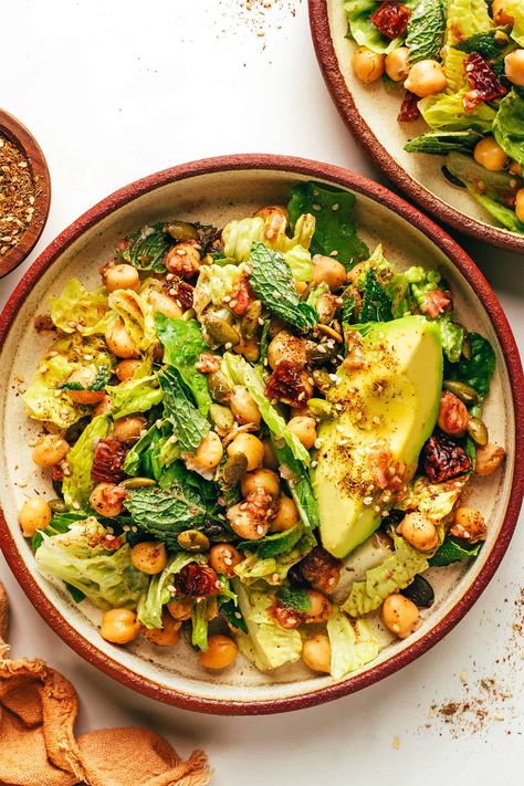 Date Salad, Shallot Vinaigrette, Steak Shrimp, Romaine Salad, Grilled Halloumi, Green Salad Recipes, Gimme Some Oven, Za Atar, Chicken Steak