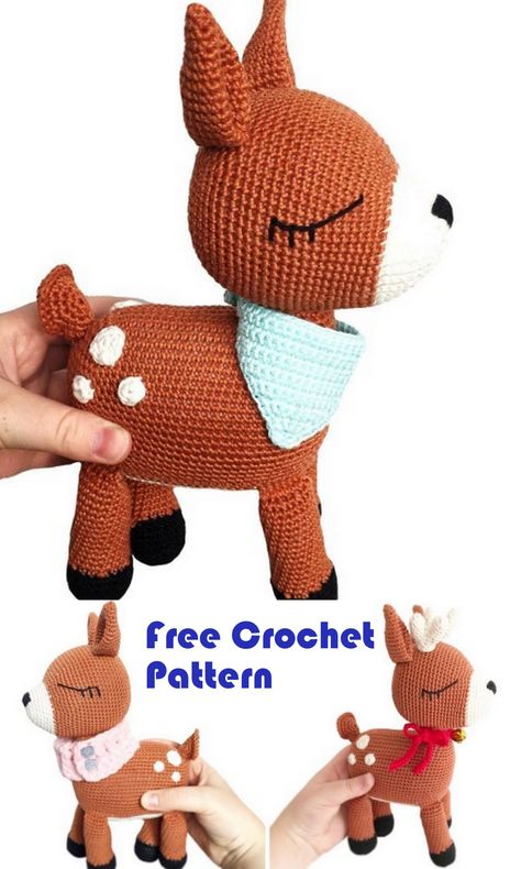 Crochet Woodland, Crochet Giraffe Pattern, Tiny Animals, Crochet Toys Free Patterns, Crochet Deer, Crochet Toys Free, Crochet Panda, Quick Crochet Patterns, Amigurumi Animals