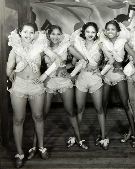 Print made from 1934 group photo with the Club Harlem Chorus Line Dancers from Detroit's Paradise Valley,  an area was full of nightclubs, bars and theaters frequented by Jazz & Blues musicians known locally and around the world.  High resolution scan of the original vintage photo was retouched using digital editing software to remove dust, tears and scratches as well as improve exposure and clarity without sacrificing character.  CROPPING/SCALING may occur depending on selected size.  Printed o Polka Dots Fashion Vintage, Black Mindset, Digital Editing, Vintage Family Photos, Black Pinup, Chorus Line, Photo Sizes, Blues Musicians, Black Americana