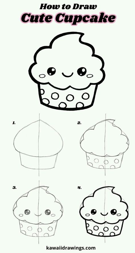 Cupcakes Bonitos, How To Draw Cute, Cupcake Drawing, Cute Cupcake, Draw Cute, Easy Drawing Tutorial, Drawing Tutorials For Kids, Drawing Tutorial Easy, Cute Cupcakes