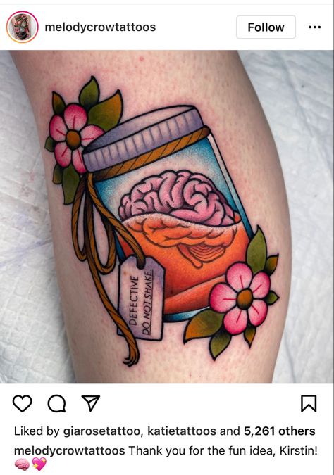 Jar Tattoo, Brain Tattoo, Traditional Tattoo Inspiration, Hippie Tattoo, Bottle Tattoo, Retro Tattoos, Traditional Tattoo Sleeve, Stomach Tattoos, Line Art Tattoos