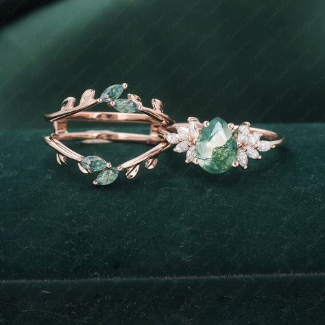 Botanical Engagement Ring, Fairytale Engagement Rings, Moonstone Wedding Ring, Gold Engagement Ring Vintage, Engagement Ring Vintage Unique, 18k Gold Engagement Ring, Pretty Engagement Rings, Rose Gold Engagement Ring Vintage, Moss Agate Engagement Ring