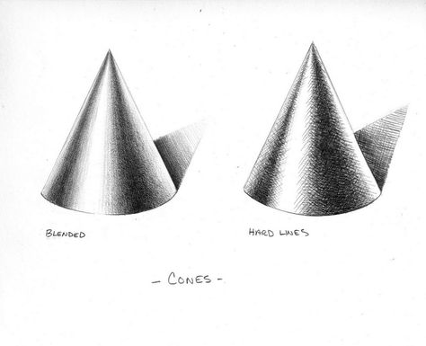 Shaded Cones Cone Shading Drawing, Cone Shading, Metal Shading, Cone Drawing, Silent Nature, Architectural Lettering, Drawing Shading, Product Sketches, Shading Drawing