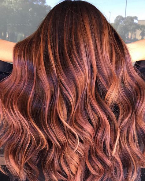 Beauty Launchpad on Instagram: “Phoenix Rising 🌄 How gorgeous is this rose gold balayage by @texasbalayage 🎇 #beautylaunchpad” New Hair Color Ideas 2023, Red Hair Summer 2023, Copper And Brown Balayage, Copper Hair Color With Highlights, Dimensional Red Hair, Copper Red Balayage, Rose Gold Hair Balayage, Hair Color With Highlights, Color With Highlights