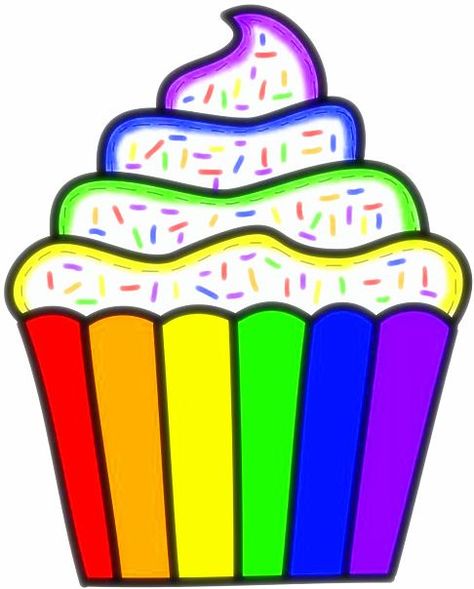 Cupcakes Illustration, Cupcake Clipart, Cupcake Illustration, Colorful Cupcakes, Math Materials, Rainbow Pin, Rainbow Cupcakes, Birthday Clipart, Taste The Rainbow