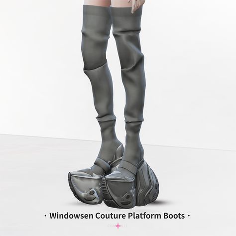 Sims 4 Cc Platform Boots, Sims 4 Cc Rick Owens, Sims 4 Rick Owens, Sci Fi Boots, Futuristic Boots, Ts4 Shoes, Sims Shoes, Rick Owens Boots, Rick Owens Dress