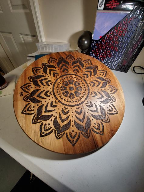 Lazy Susan, Pyrography, Wood Burning, Cricut, Wood, Furniture, Home Decor, Art, Home Décor