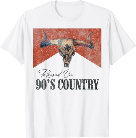 LANMERTREE curated on LTK Outfits Vintage Retro, 90s Country Music, 90s Country, Country Music Shirts, Gift For Grandpa, Bull Skull, Skull T Shirt, Bull Skulls, Great Gifts For Men