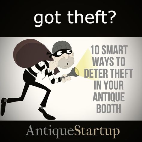 If you aren't employing these 10 Smart Ways to Deter Theft in Your Antique Booth, your profits might be walking right out the door in the hands of shoplifters. Estate Sale Planning, Antique Booth Design, Antique Mall Booth Ideas, Vintage Store Ideas, Craft Booth Design, Vintage Booth Display, Flea Market Booth, Antique Mall Booth, Antique Booth Displays