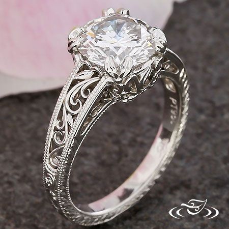 Victorian Filigree Engagement Ring Filigree Engagement Ring Vintage, Lotus Engagement Ring, Scroll Engraving, Victorian Style Rings, Filigree Wedding Ring, Victorian Filigree, Lotus Ring, Engraved Engagement Ring, Victorian Engagement Rings