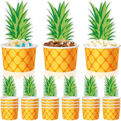 PRICES MAY VARY. Sufficient Quantity to Use: the package includes 24 sets of paper snack cups in pineapple design and each one comes with a card that looks like pineapple leaves, the sufficient quantity can meet your party use and replacement needs, and you can also share them with others who are going to hold a party Appropriate Size Detail: the size of the pineapple cup is approx. 90 x 75 x 62 mm/ 3.54 x 2.95 x 2.44 inches, and the pineapple leaf card is about 7.5 x 12 cm/ 2.95 x 4.72 inches, Caribbean Decor Tropical Style, Rio Birthday Parties, Moana Theme Birthday, Tropical Bachelorette Party, Luau Party Supplies, Aloha Party, Hawaiian Luau Party, Luau Birthday Party, Pineapple Parties