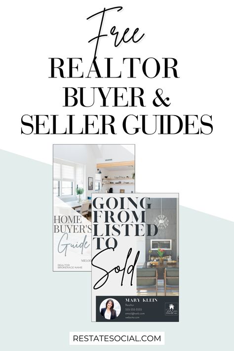 Free printable home buyer guide and seller guide for real estate agents! Customizable and ready to download for your real estate lead magnets or other Realtor marketing! realtor guide | home selling guide | printables for real estate | real estate marketing | real estate agent marketing ideas | canva templates for realtors | real estate templates | seller checklist real estate | printable seller list real estate | realtor printable | free realtor marketing | buyer tips checklist Beginner Real Estate Agent, Real Estate Buyers Guide, Becoming A Realtor, Real Estate Guide, Getting Into Real Estate, Property Investor, Real Estate Agent Marketing, Real Estate Buyers, Real Estate Leads