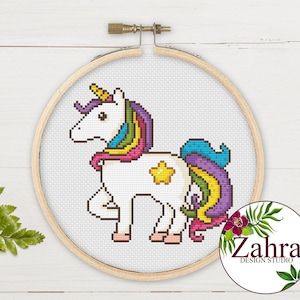 Unicorn Cross Stitch Pattern Simple Unicorn Cross Stitch - Etsy Brasil Unicorn Cross Stitch, Kawaii Cross Stitch, Unicorn Cross Stitch Pattern, Easy Cross Stitch Patterns, Funny Cross Stitch Patterns, Pattern Cross Stitch, Cute Cross, Easy Cross, Types Of Stitches