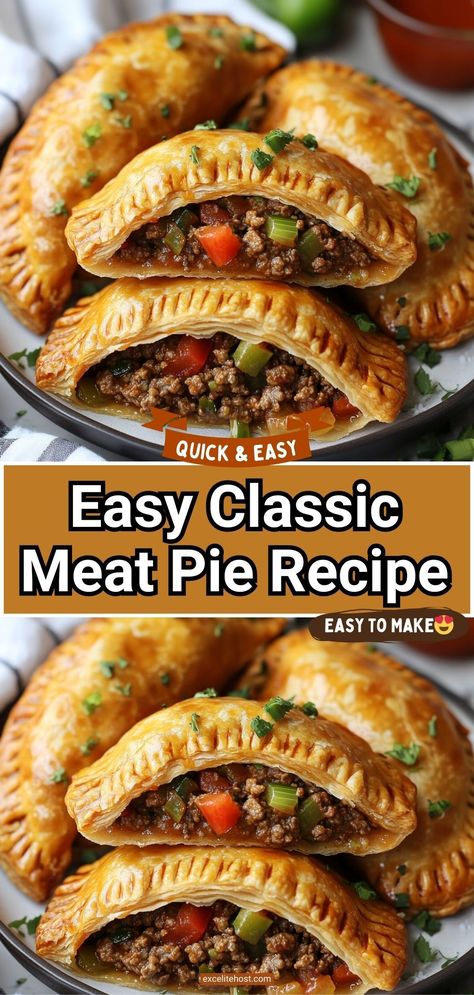 This hot, fragrant meat pie has crispy edges and a juicy filling. I like it so much. I remember the flavor of meat pies from my childhood, my mother, and grandmother baked them. This pie is a real treat for the eyes and stomach. Easy Dinner Pie Recipes, Beef And Kidney Pie, Meat Pasties Recipes, Homemade Meat Pies Recipes, Dough For Meat Pies, Meat Pie Filling Recipes, Individual Meat Pies, Mini Meat Pie Recipe, Meat Pies Ground Beef With Pie Crust