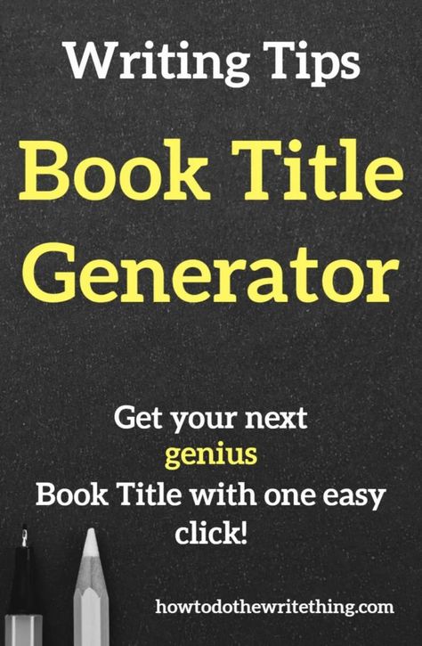 Book Title Generator. Use this free tool we found to help you come up with your next amazing book title!  Looking for help with writing? Looking for writing tips? Looking for writing inspiration? Looking for more creative writing tips? Looking for writing advice? Looking for writing prompts? Looking for help with writing characters?   Look no further than How To Do The Write Thing .Com  Find Inspiration for storytelling.  #writing #writingtips #writinginspiration #writingprompts #writingadvice How To Choose A Title For Your Book, How To Come Up With A Book Title, Story Title Generator, Book Title Generator, Book Title Ideas, Writing Prompt Generator, Writing Kids Books, Writing Titles, Title Generator