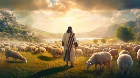 Jesus Is My Shepherd, Jesus With Sheep, Jesus And Sheep, Good Shepherd Jesus, Shepherd And Sheep, Sheep Shepherd, Jesus Shepherd, Jesus The Good Shepherd, Sleeve Inspiration