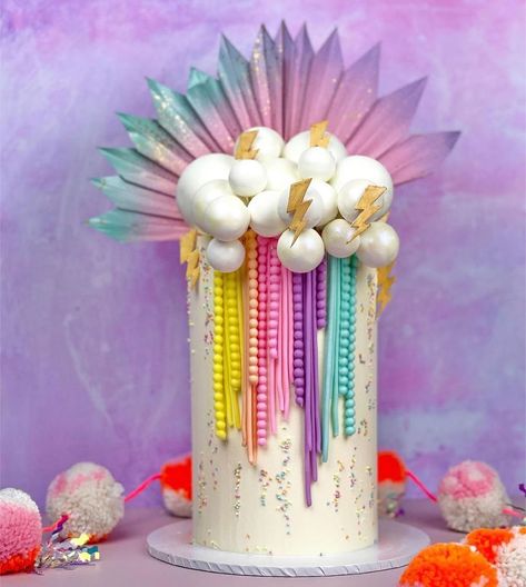 Rainbow Cake Designs, Baby Balloons, 40th Cake, Single Tier Cake, Princess Birthday Cake, Cool Cake Designs, Spring Cake, Creative Cake Decorating, Summer Cakes