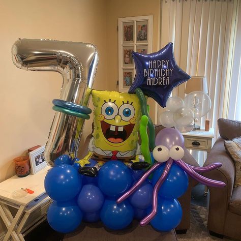 Spongebob Balloon, Spongebob Party, Jumbo Balloons, Balloon Crafts, Balloon Bouquet, Fondant, Balloons, Happy Birthday, Birthday Party