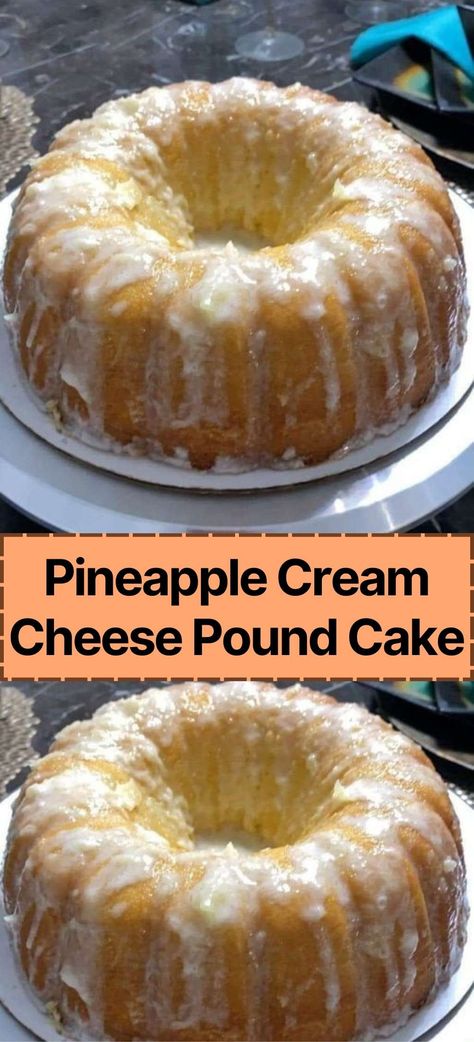 Are you ready to embark on a journey of taste and texture that's nothing short of divine? Say hello to the Pineapple Cream Cheese Pound Cake – a tanta... Pineapple Pound Cake With Cream Cheese Glaze, Coconut Cream Pound Cake, 10 Egg Pound Cake Recipes, Pineapple Pound Cake Recipe Bundt Pans, Pineapple Cream Cheese Bundt Cake, Cream Cheese Pineapple Cake, Old Fashioned Cream Cheese Pound Cake, Pineapple Coconut Pound Cake, Pineapple Pound Cake Homemade