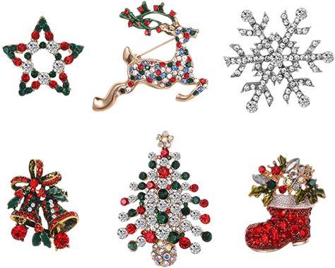 Amazon.com: Emibele 6 Pieces Christmas Brooch, Pin Closure Rhinestone Sparkling Xmas Brooch Christmas Holiday Party Jewelry Gifts Christmas Tree, Reindeer, Boots, Snowflake, Bell Bow Knot, Star Pins Set : Clothing, Shoes & Jewelry Heart Candy Cane, Holiday Party Jewelry, Christmas Brooch, Bow Knot, Party Jewelry, Christmas Fashion, Gifts Christmas, Color Crystal, Holiday Party