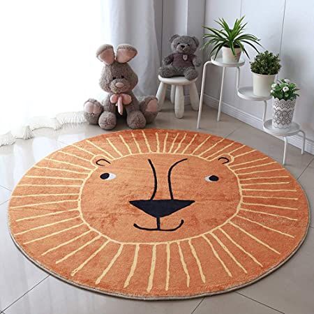 Amazon.com: Poowe Kids Play Rug 31.5", Animal Round Area Rug Kids Nursery Door Mat Soft Plush Non-Slip Childrens Carpet for Bedroom Living Room Kids Playroom(Lion,Orange) : Home & Kitchen Baby Nursery Rugs, Kids Room Rug, Nursery Rugs, Room Carpet, Salon Decor, Carpet Design, Round Rug, Carpet Flooring, Childrens Bedrooms