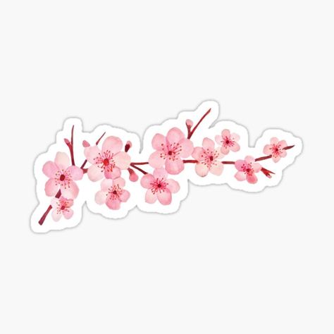 Cherry Blossom Stickers | Redbubble Cute Flower Stickers Printable, Printable Stickers For Journal, Cute Flowers Stickers, Pink Stickers Aesthetic Printable, Sakura Stickers, Watercolour Stickers, Cherry Blossom Sticker Printable, Pink Flowers Aesthetic Stickers, Cherry Blossom Sticker