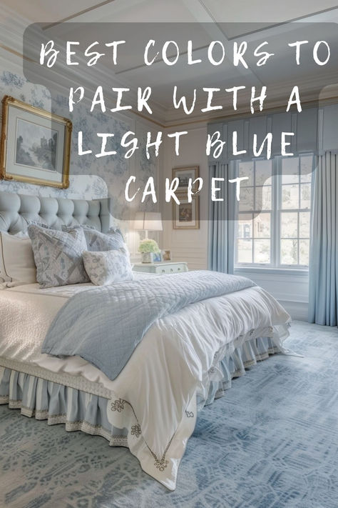 Elevate your room's style with colors that complement your light blue carpet. Discover what hues blend perfectly! Click for stylish ideas! 💙🏠 #LightBlueCarpet #RoomStyle #ColorPairing #HomeDecor #InteriorDesign Light Blue Carpet Bedroom, Light Blue Bedroom Ideas, Light Blue Carpet, Colorado Bedroom, Blue Carpet Bedroom, Light Blue Rooms, Light Blue Bedding, Light Blue Sofa, Light Blue Walls