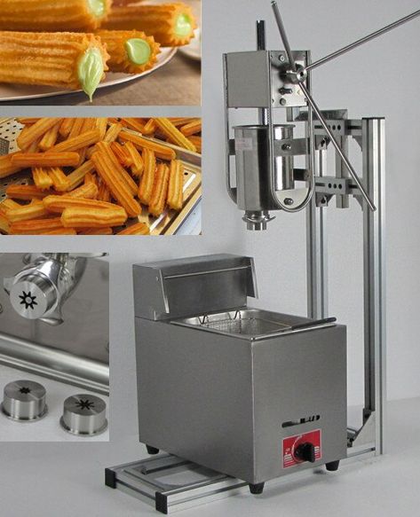 3L Capacity Commerical churros maker machine with 6L Gas Deep Fryer and three size churros models _ - AliExpress Mobile Spanish Churros, Churro Maker, Pizza Cones, Donut Filling, Fruit Machine, Donut Maker, Deep Fryer, Waffle Maker, Making Machine